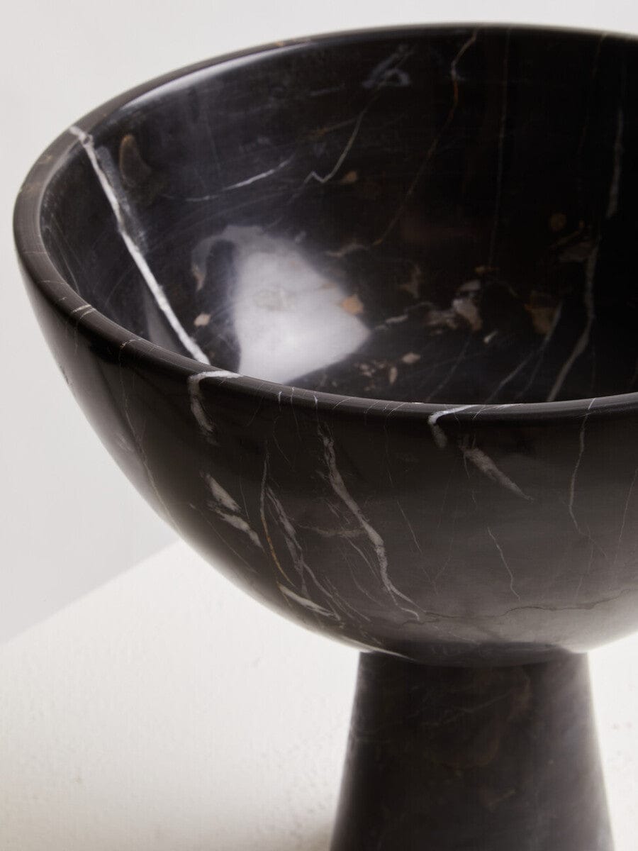 Hamilton Interiors Accessories Salmo Large Black Marble Pedestal Bowl House of Isabella UK