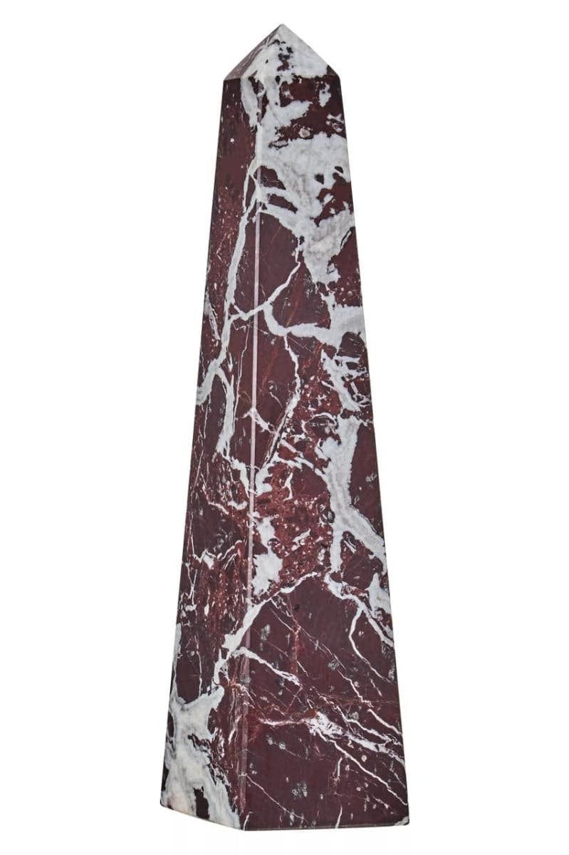 Hamilton Interiors Accessories Salmo Large Red Marble Obelisk House of Isabella UK