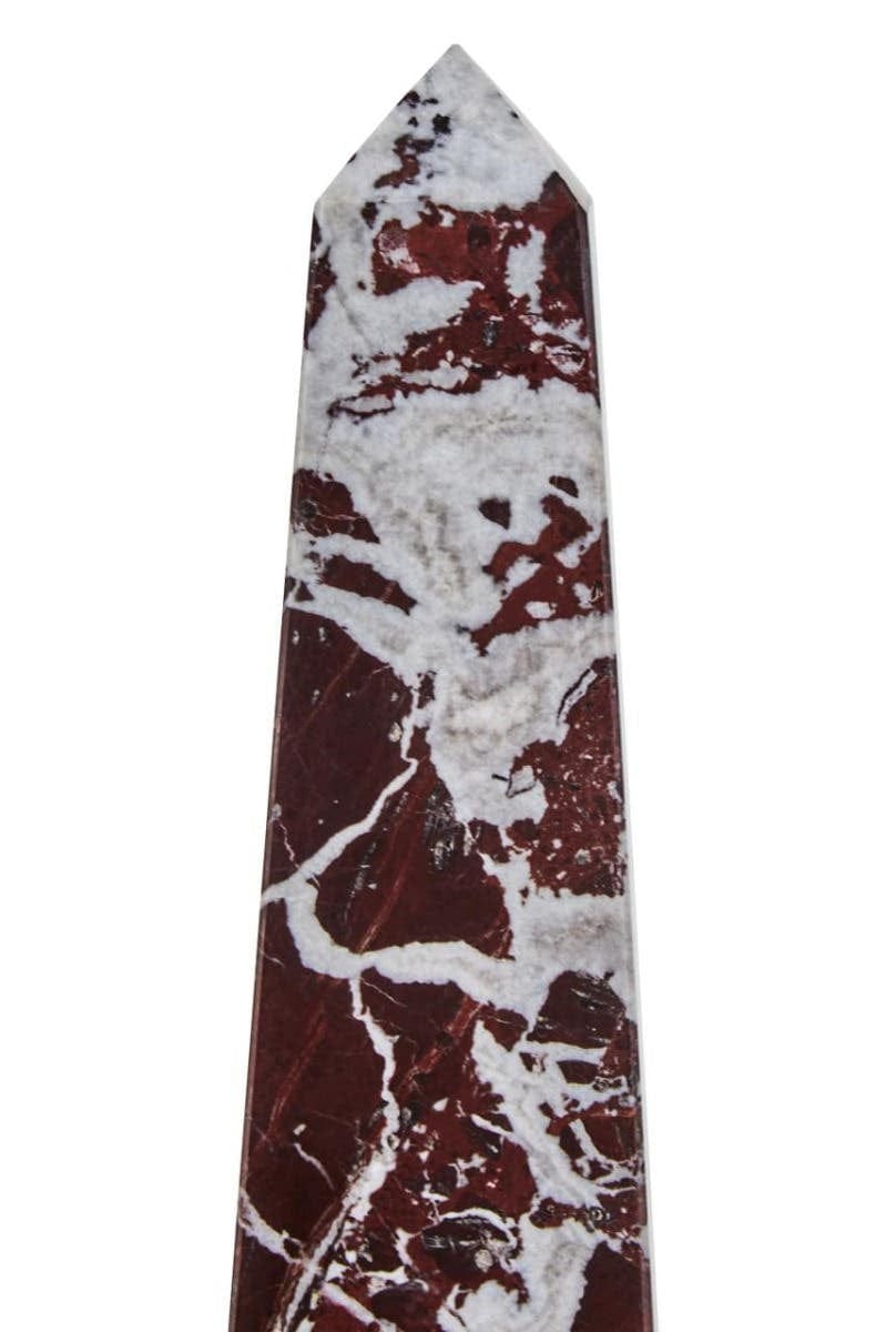 Hamilton Interiors Accessories Salmo Large Red Marble Obelisk House of Isabella UK