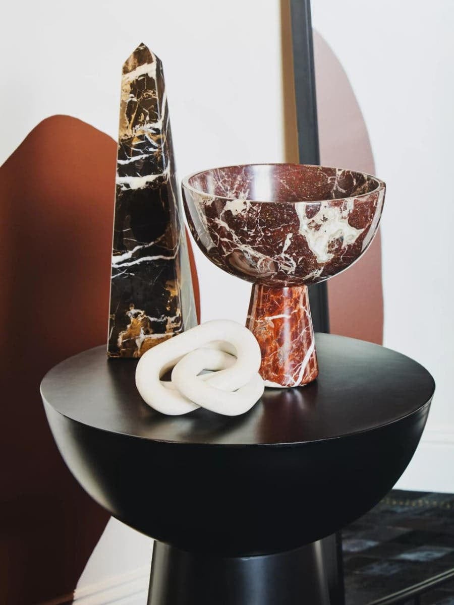 Hamilton Interiors Accessories Salmo Large Red Marble Pedestal Bowl House of Isabella UK