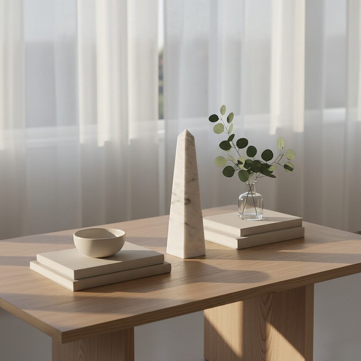 Hamilton Interiors Accessories Salmo Large White Marble Obelisk House of Isabella UK