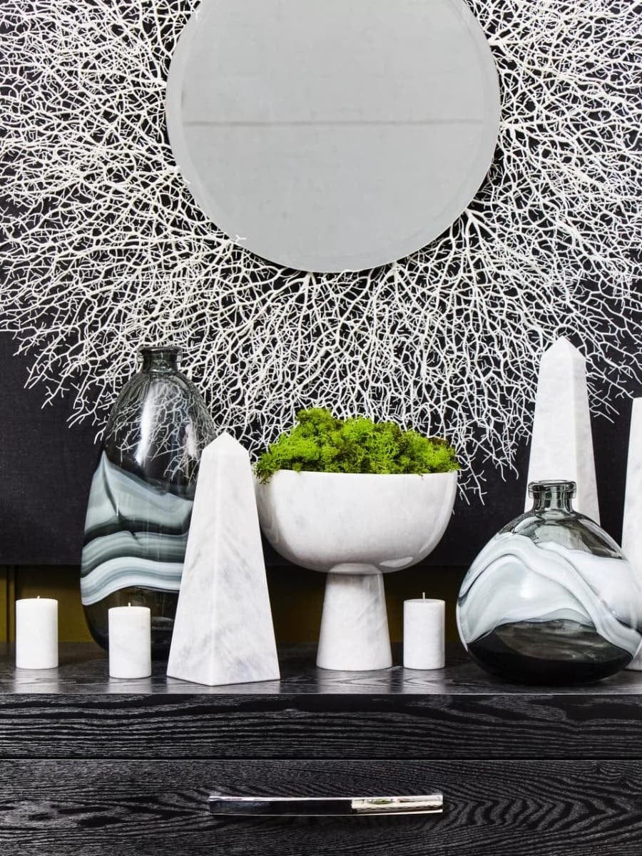 Hamilton Interiors Accessories Salmo Large White Marble Pedestal Bowl House of Isabella UK