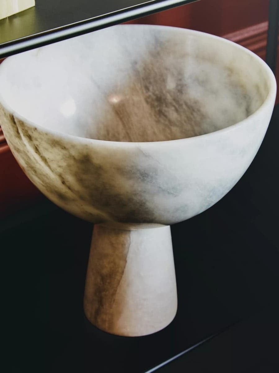 Hamilton Interiors Accessories Salmo Large White Marble Pedestal Bowl House of Isabella UK