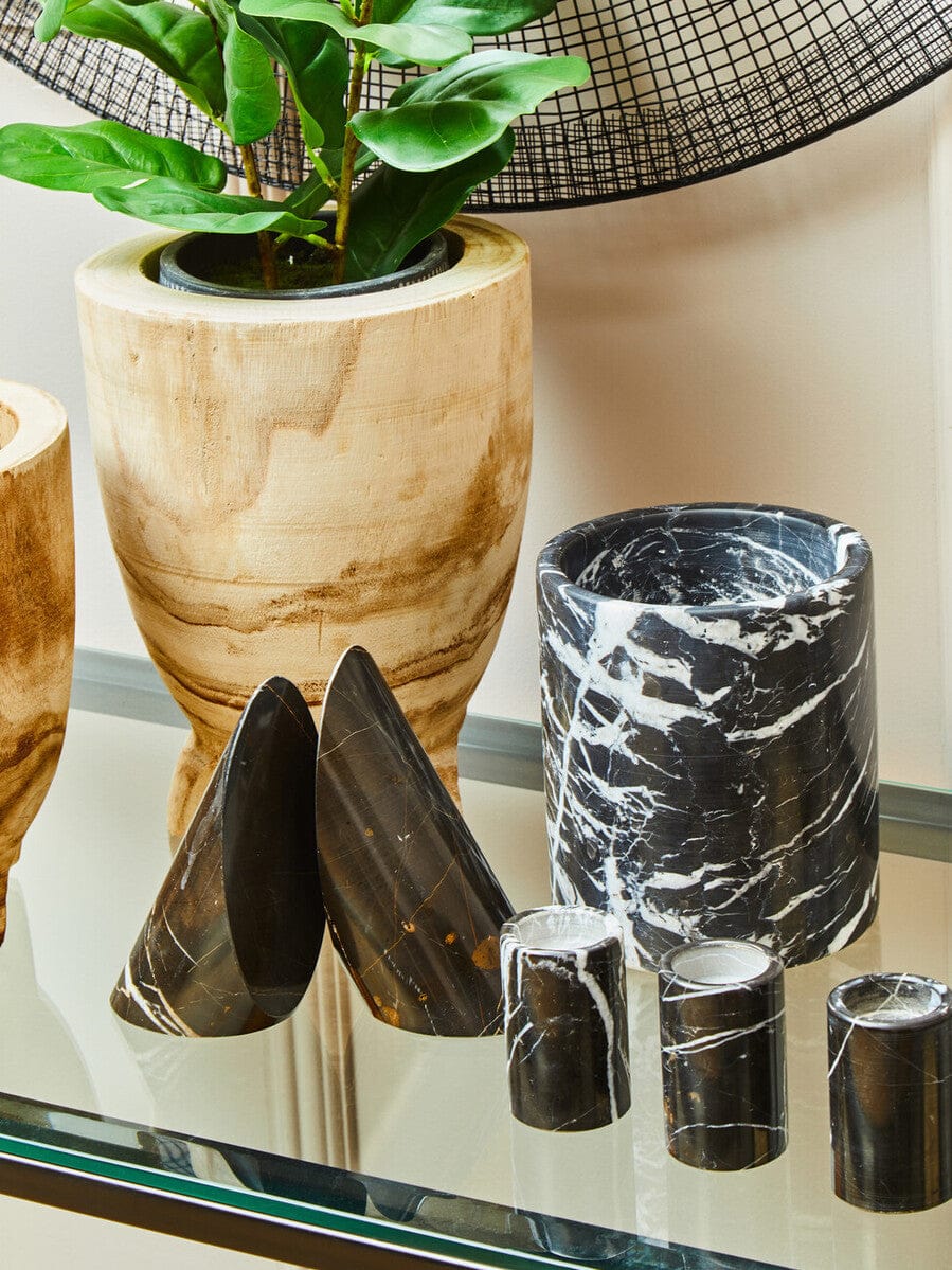 Hamilton Interiors Accessories Salmo Set Of Three Black Marble Tealight Holders House of Isabella UK