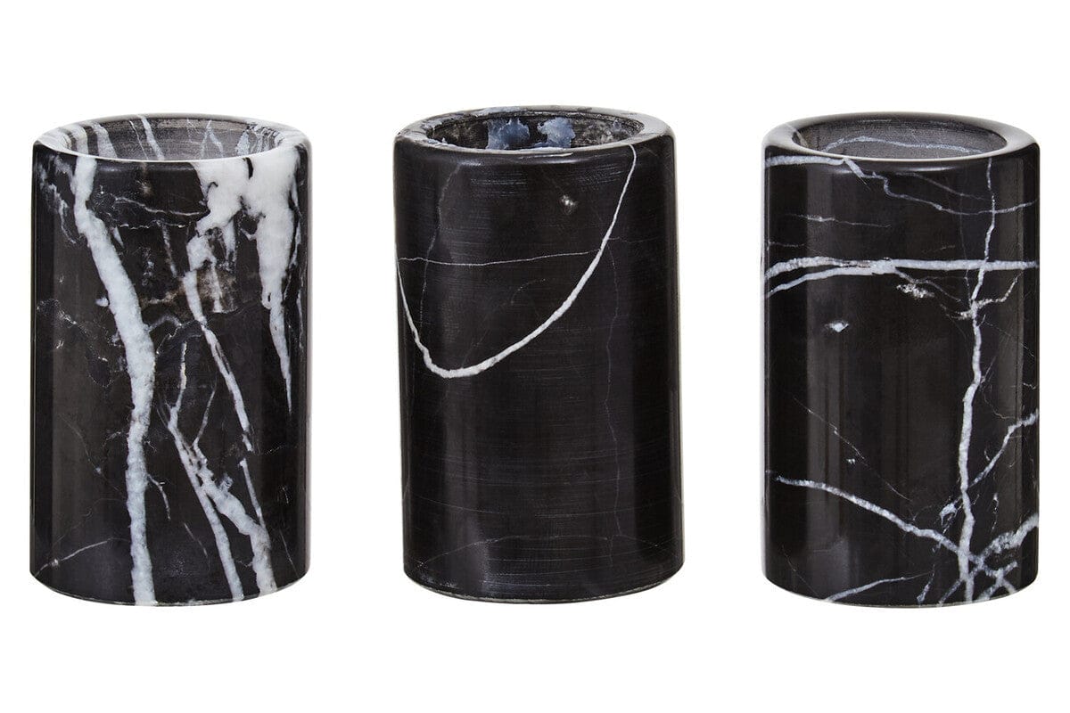 Hamilton Interiors Accessories Salmo Set Of Three Black Marble Tealight Holders House of Isabella UK