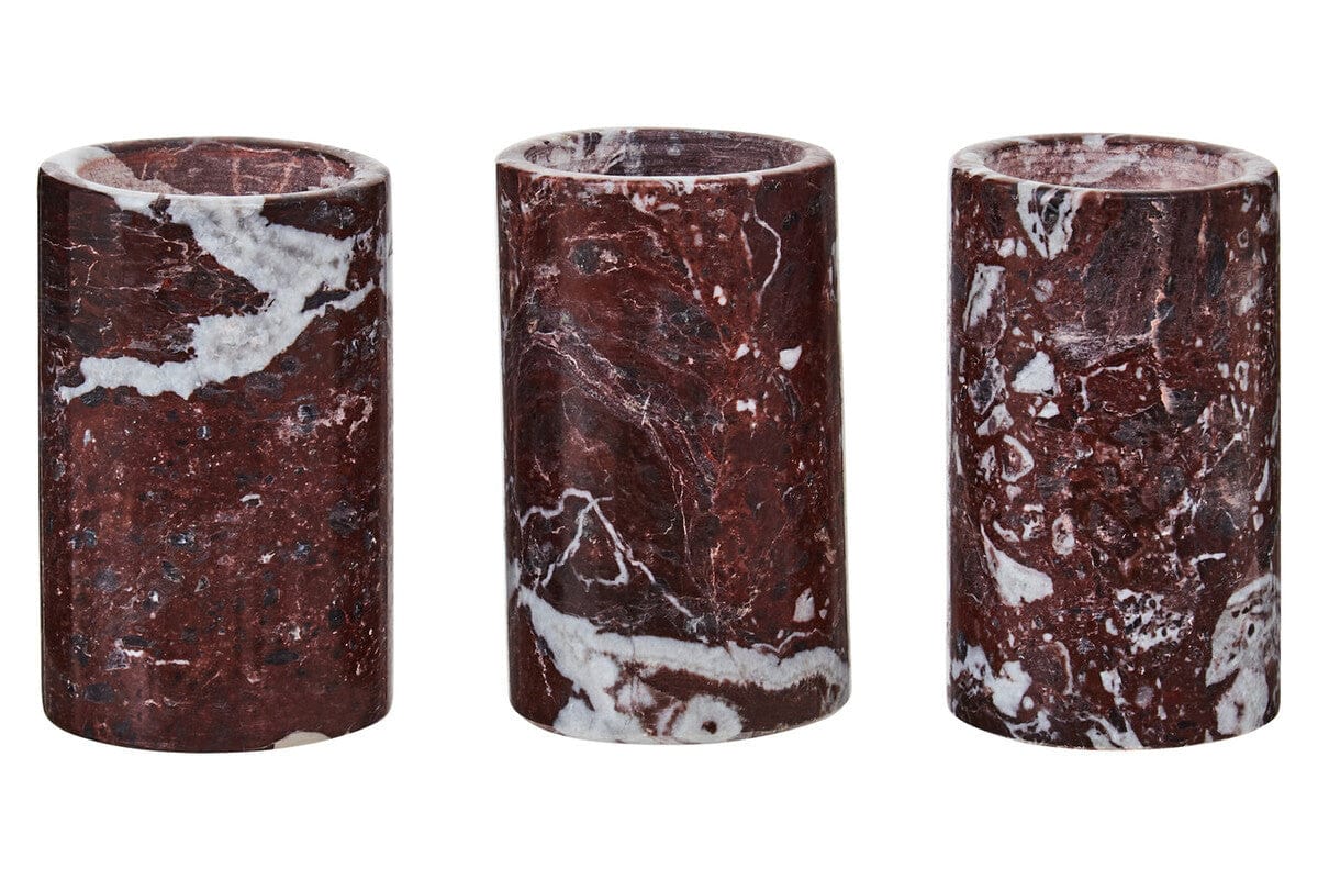 Hamilton Interiors Accessories Salmo Set Of Three Red Marble Tealight Holders House of Isabella UK