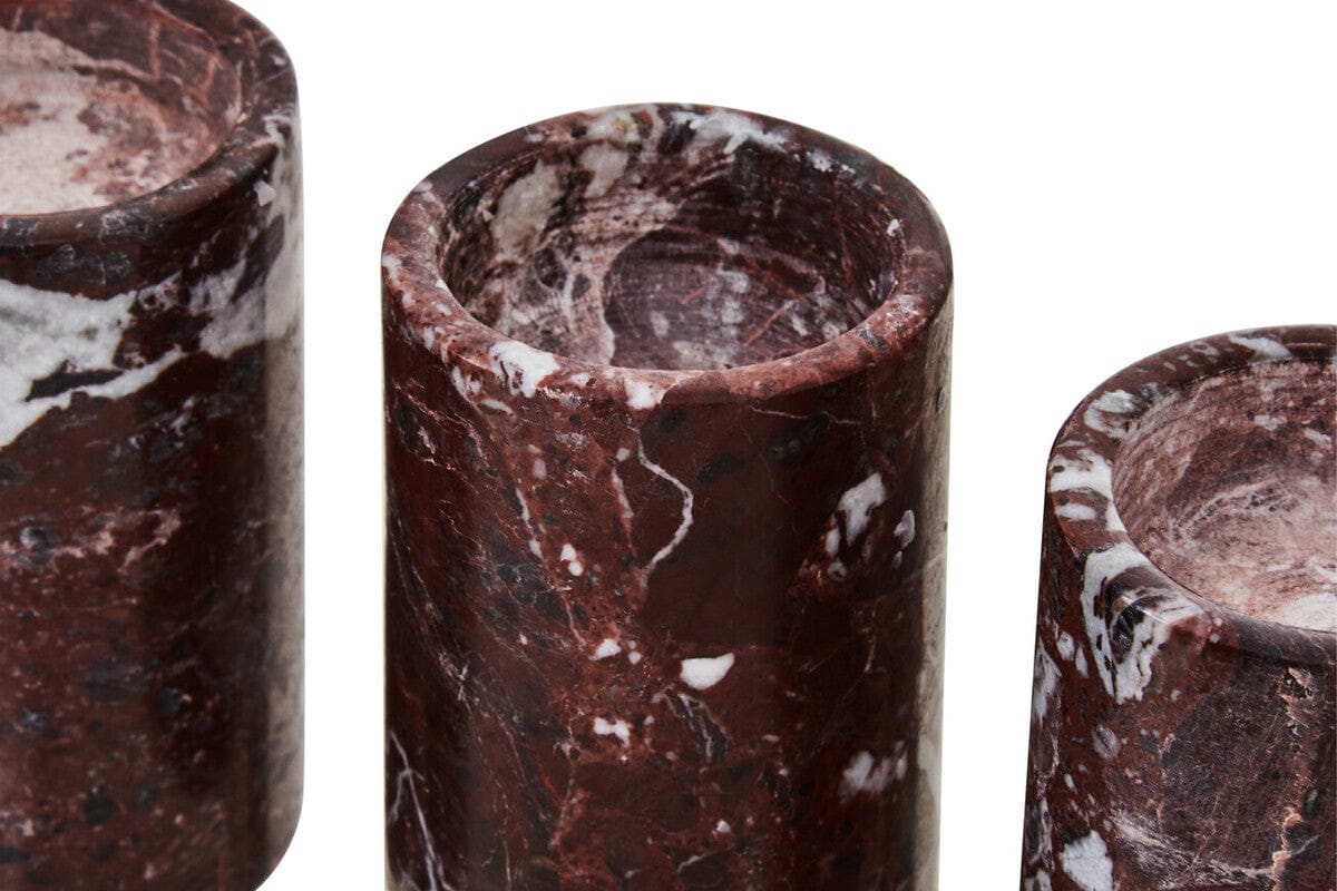 Hamilton Interiors Accessories Salmo Set Of Three Red Marble Tealight Holders House of Isabella UK