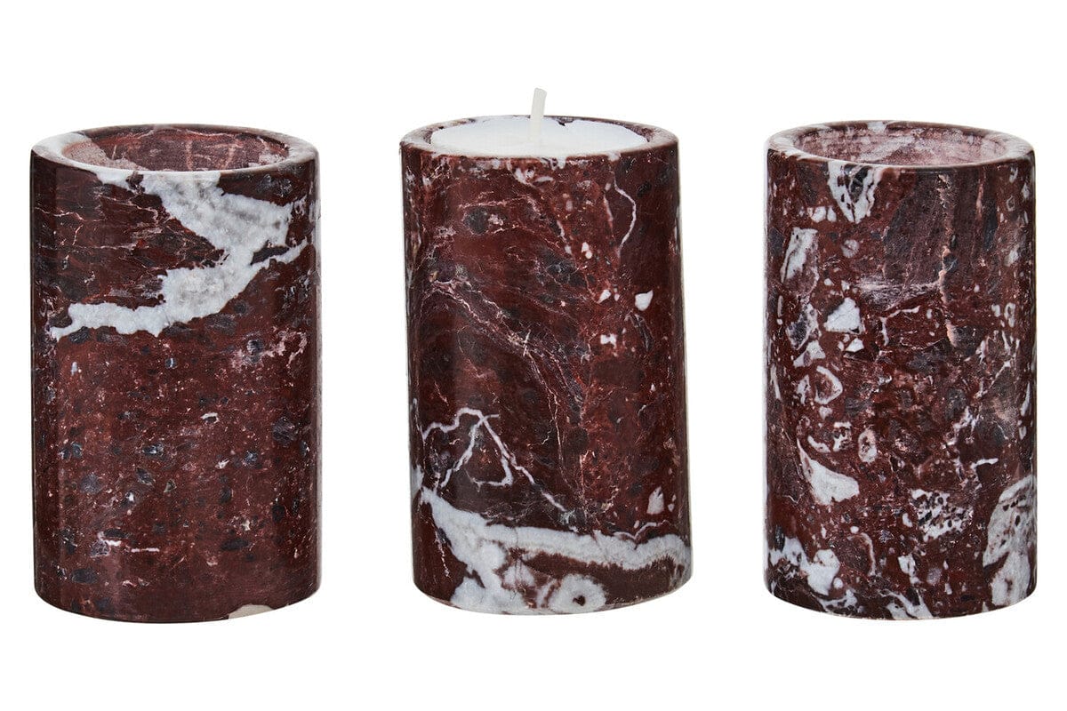 Hamilton Interiors Accessories Salmo Set Of Three Red Marble Tealight Holders House of Isabella UK