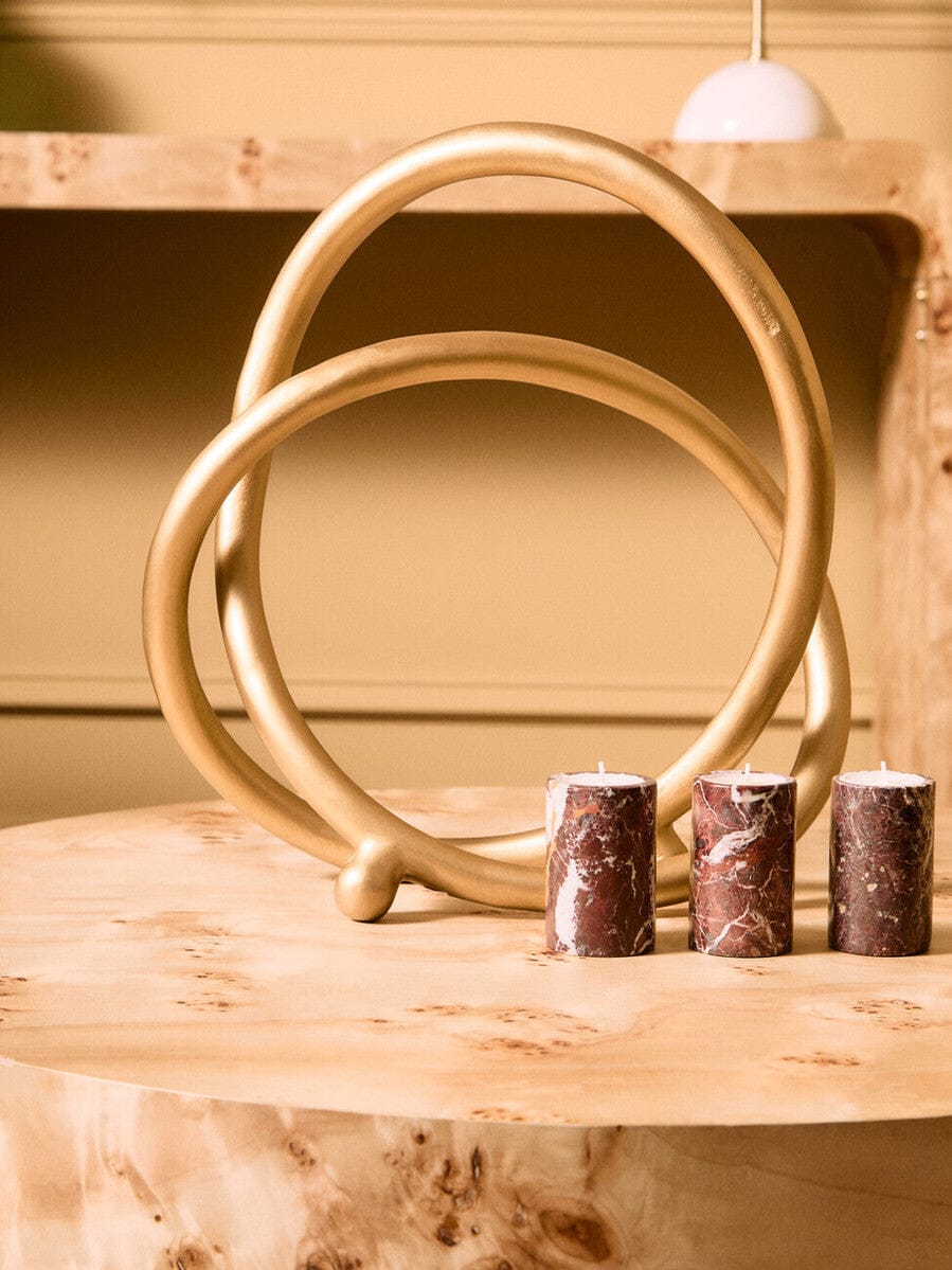 Hamilton Interiors Accessories Salmo Set Of Three Red Marble Tealight Holders House of Isabella UK