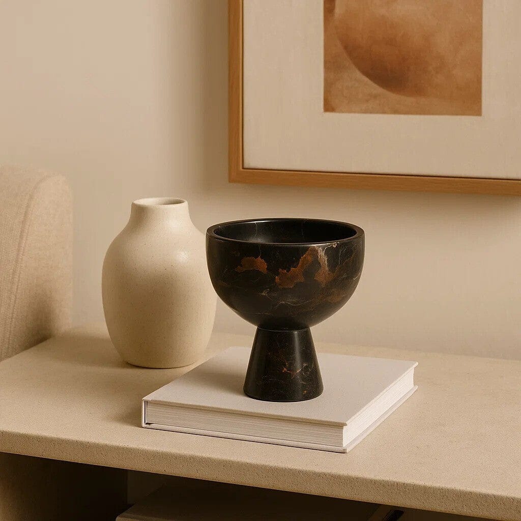 Hamilton Interiors Accessories Salmo Small Black Marble Pedestal Bowl House of Isabella UK