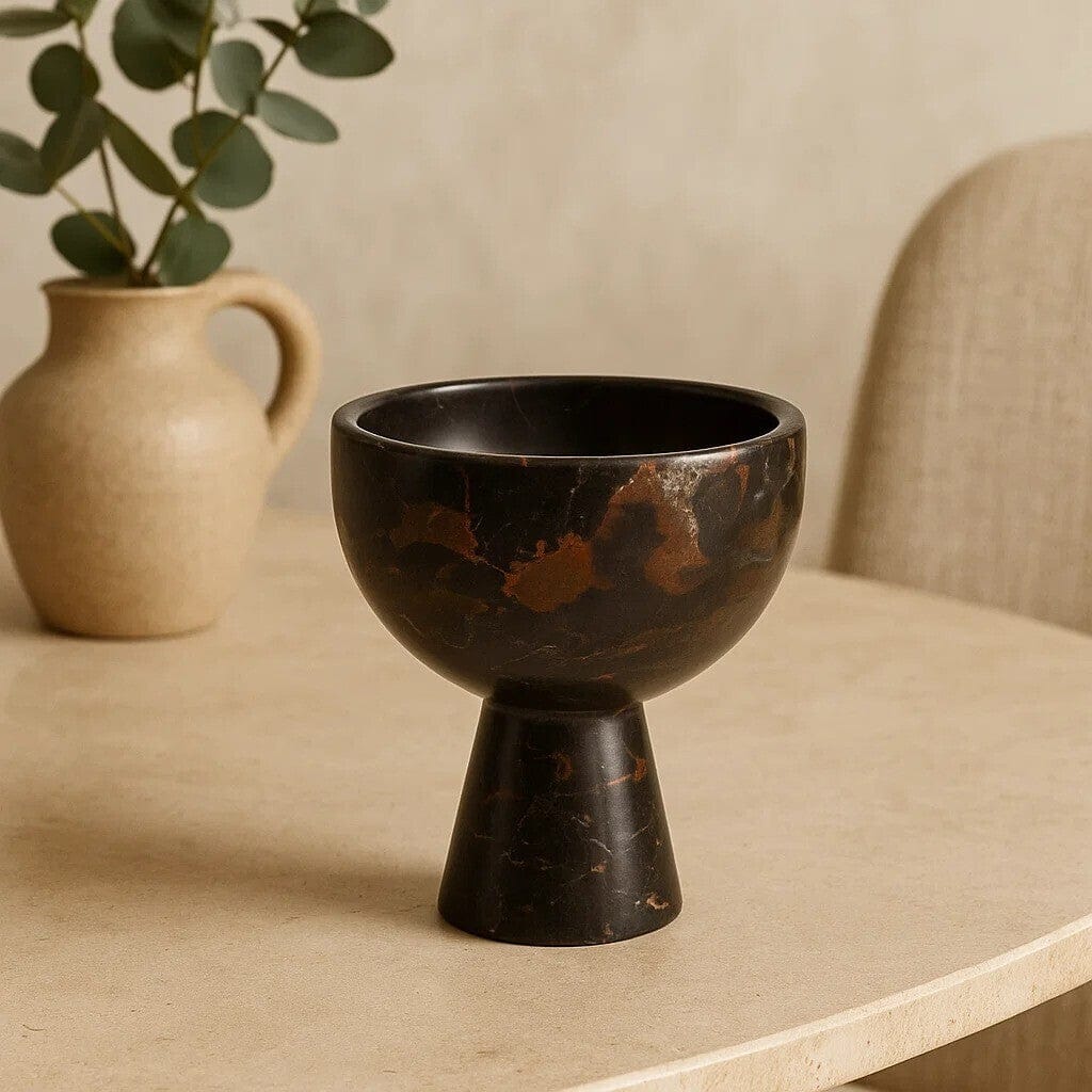 Hamilton Interiors Accessories Salmo Small Black Marble Pedestal Bowl House of Isabella UK