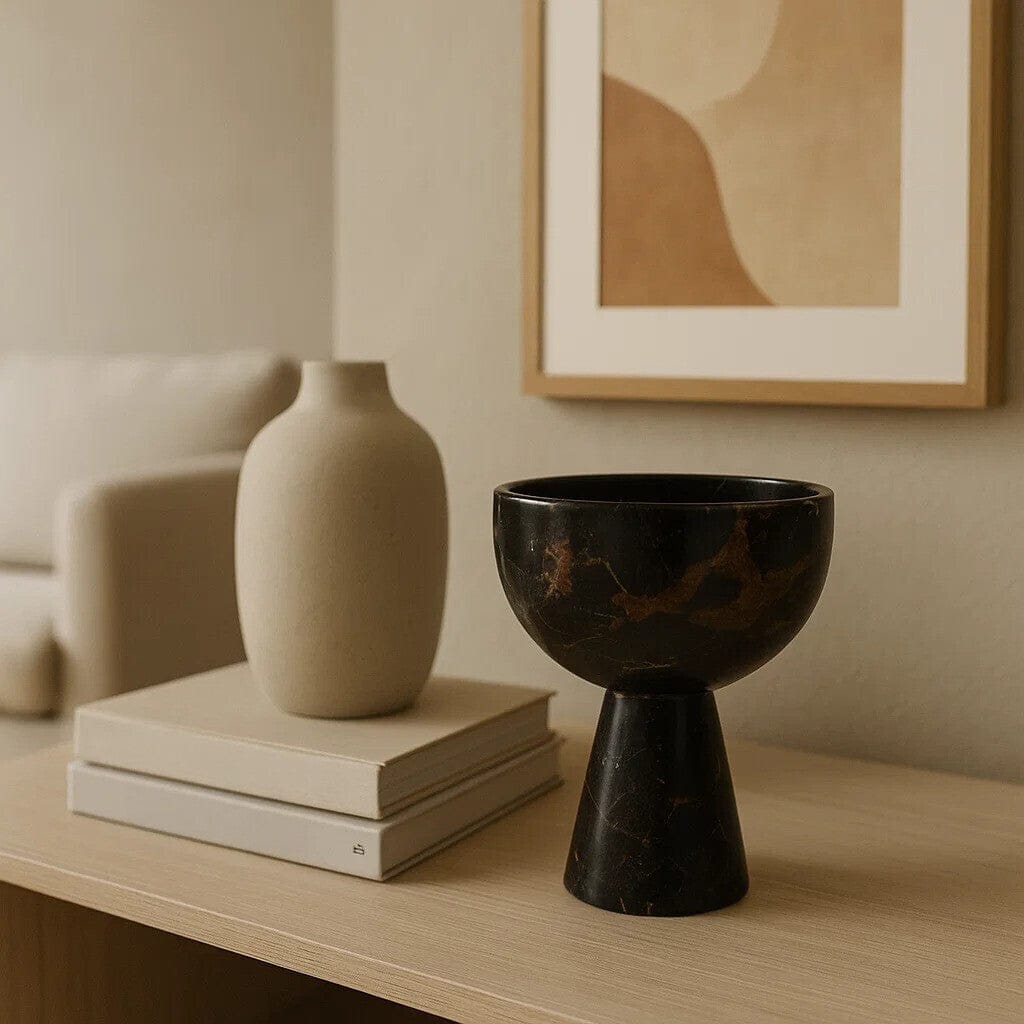 Hamilton Interiors Accessories Salmo Small Black Marble Pedestal Bowl House of Isabella UK