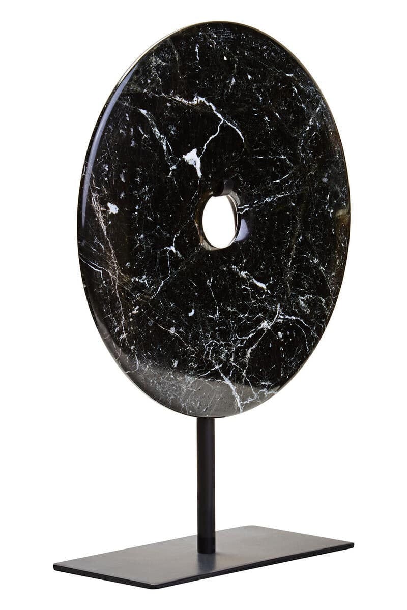 Hamilton Interiors Accessories Salmo Small Black Marble Round Dia 20cm Disc Sculpture House of Isabella UK