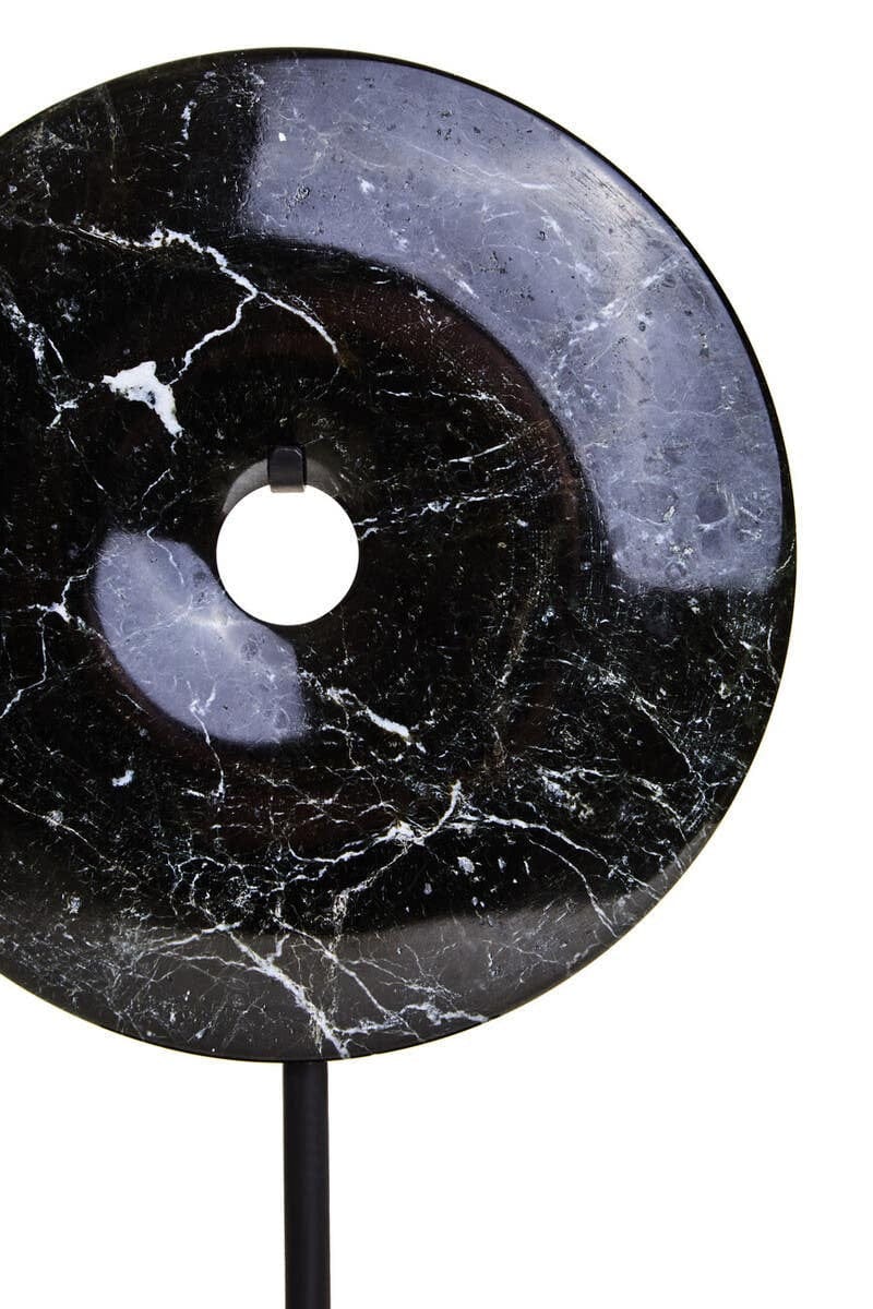 Hamilton Interiors Accessories Salmo Small Black Marble Round Dia 20cm Disc Sculpture House of Isabella UK