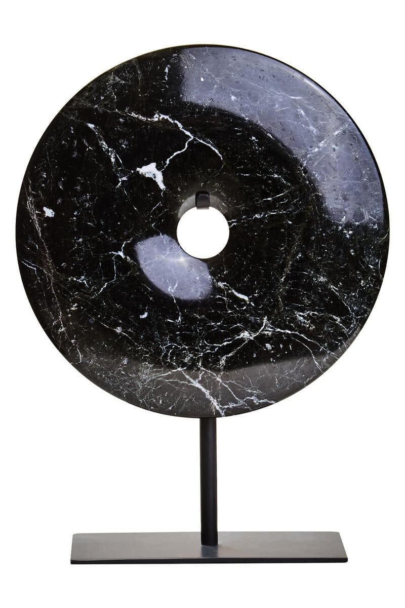 Hamilton Interiors Accessories Salmo Small Black Marble Round Dia 20cm Disc Sculpture House of Isabella UK