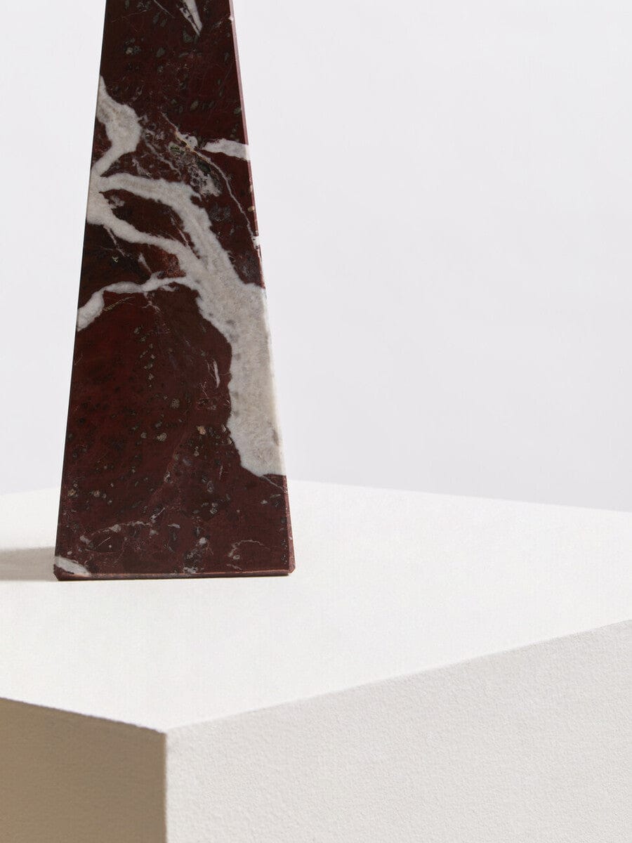 Hamilton Interiors Accessories Salmo Small Red Marble Obelisk House of Isabella UK