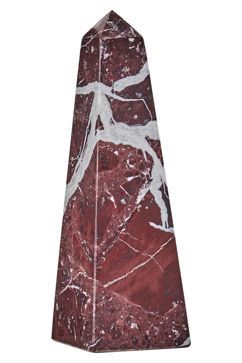 Hamilton Interiors Accessories Salmo Small Red Marble Obelisk House of Isabella UK