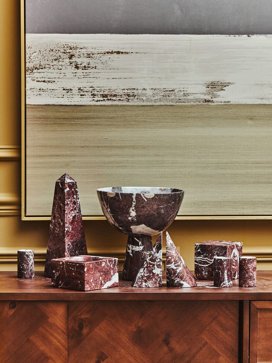 Hamilton Interiors Accessories Salmo Small Red Marble Obelisk House of Isabella UK