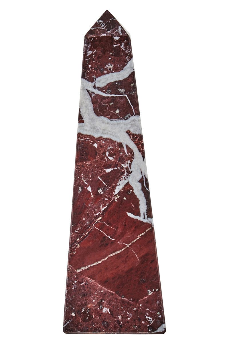 Hamilton Interiors Accessories Salmo Small Red Marble Obelisk House of Isabella UK