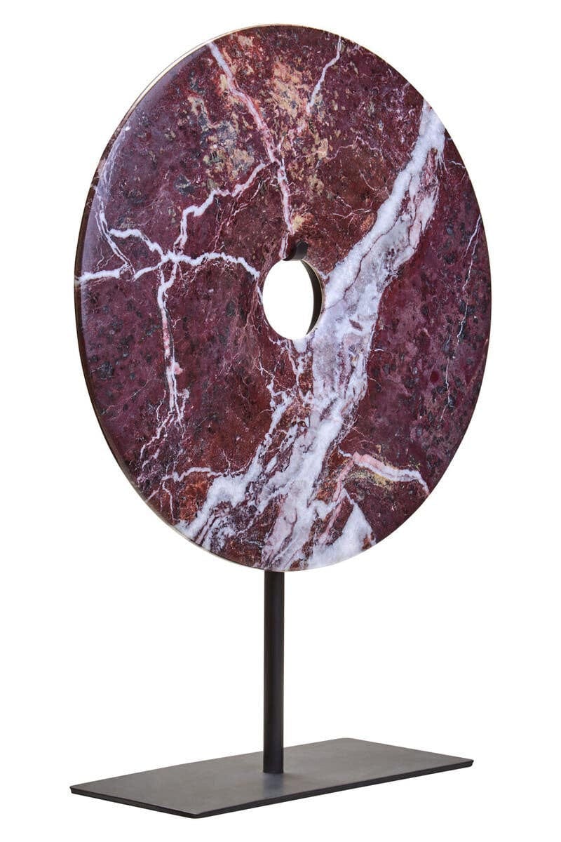 Hamilton Interiors Accessories Salmo Small Red Marble Round Dia 20cm Disc Sculpture House of Isabella UK