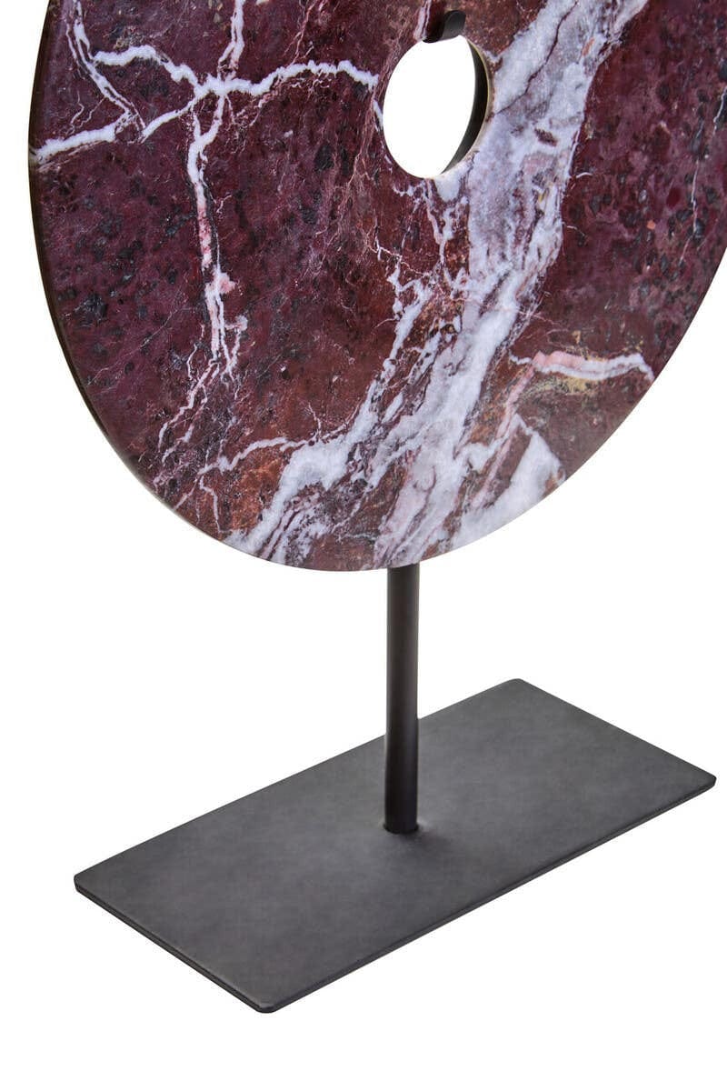Hamilton Interiors Accessories Salmo Small Red Marble Round Dia 20cm Disc Sculpture House of Isabella UK