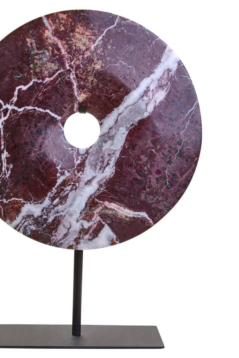 Hamilton Interiors Accessories Salmo Small Red Marble Round Dia 20cm Disc Sculpture House of Isabella UK