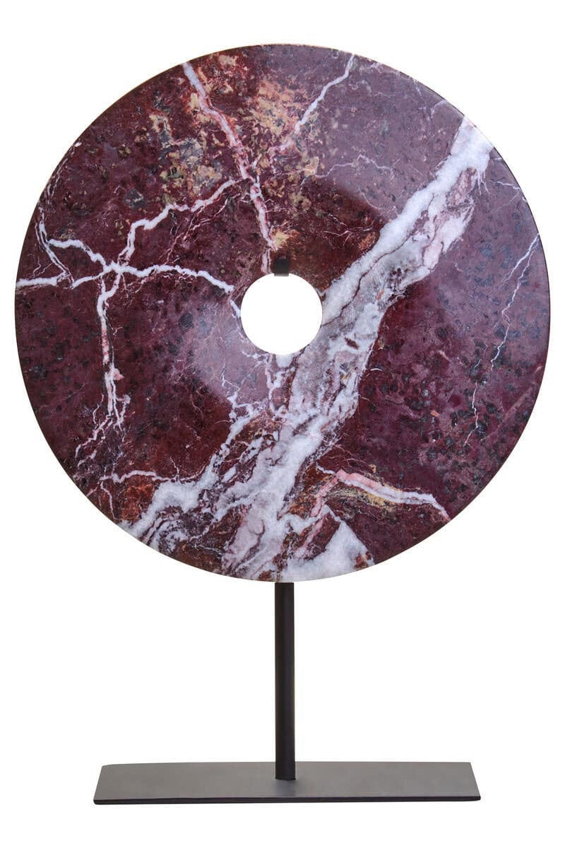 Hamilton Interiors Accessories Salmo Small Red Marble Round Dia 20cm Disc Sculpture House of Isabella UK