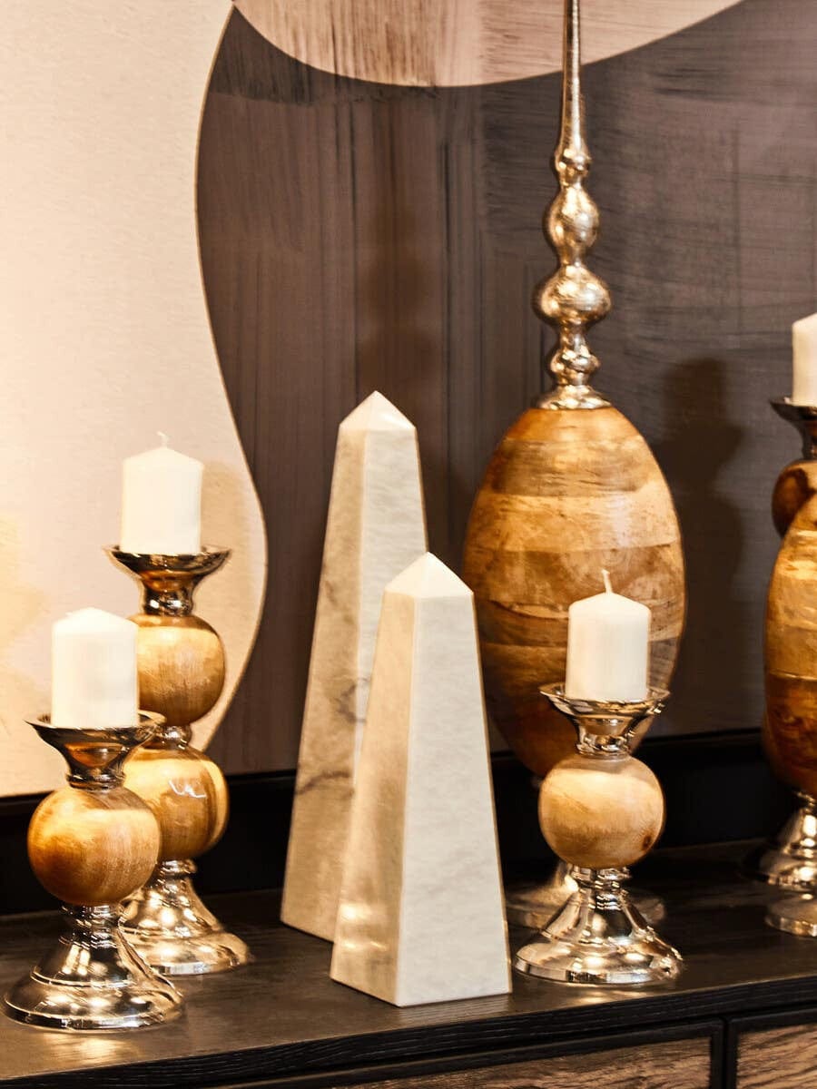 Hamilton Interiors Accessories Salmo Small White Marble Obelisk House of Isabella UK