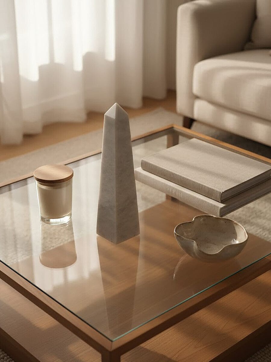 Hamilton Interiors Accessories Salmo Small White Marble Obelisk House of Isabella UK