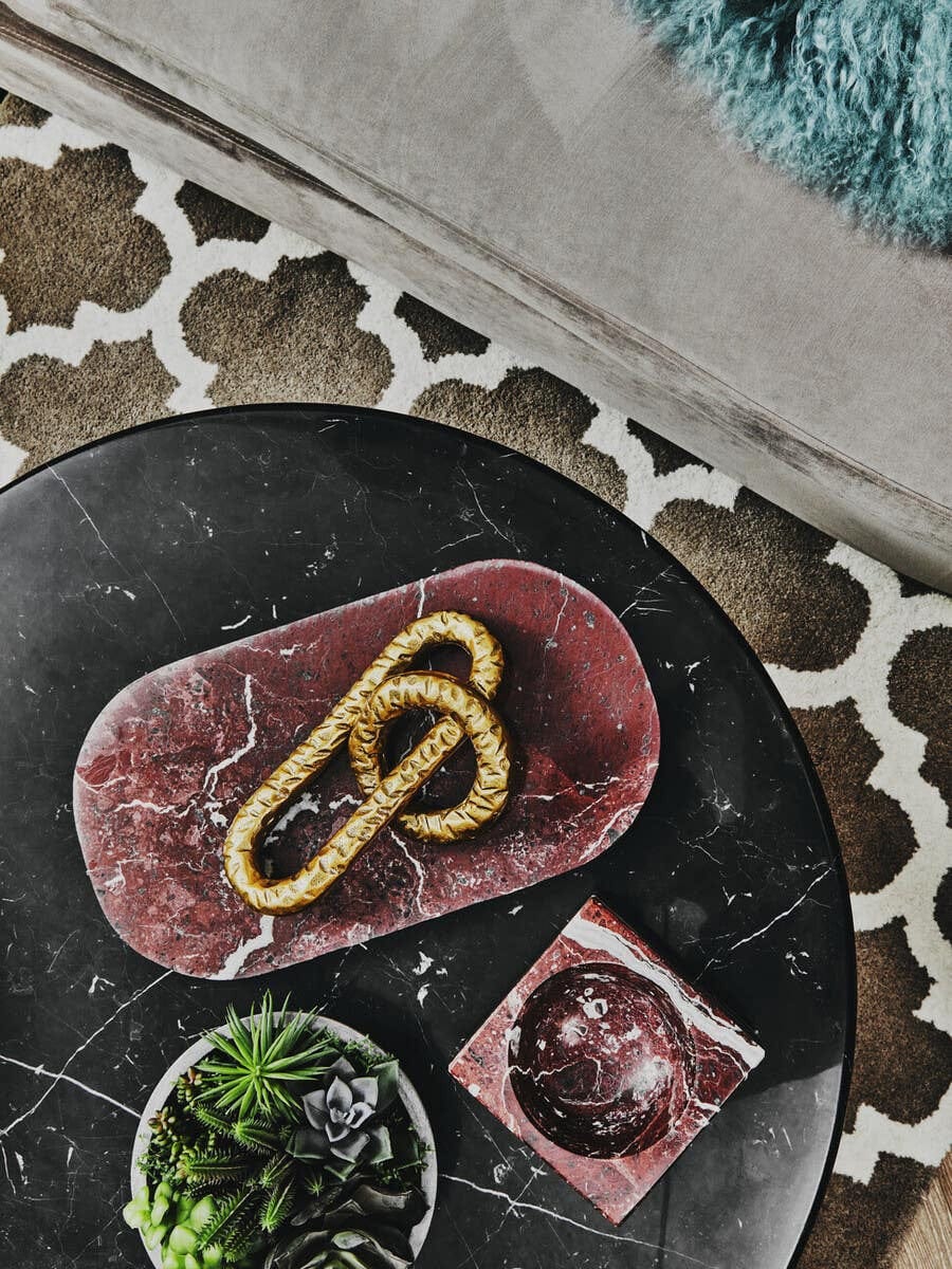 Hamilton Interiors Accessories Salmo Square Red Marble Bowl House of Isabella UK