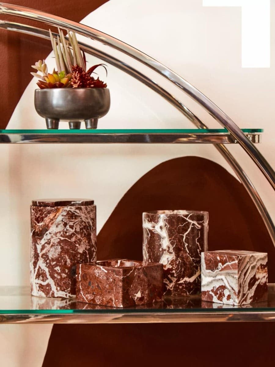 Hamilton Interiors Accessories Salmo Square Red Marble Bowl House of Isabella UK