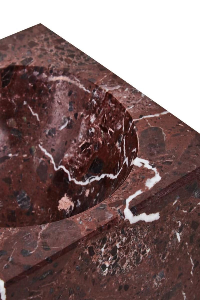 Hamilton Interiors Accessories Salmo Square Red Marble Bowl House of Isabella UK