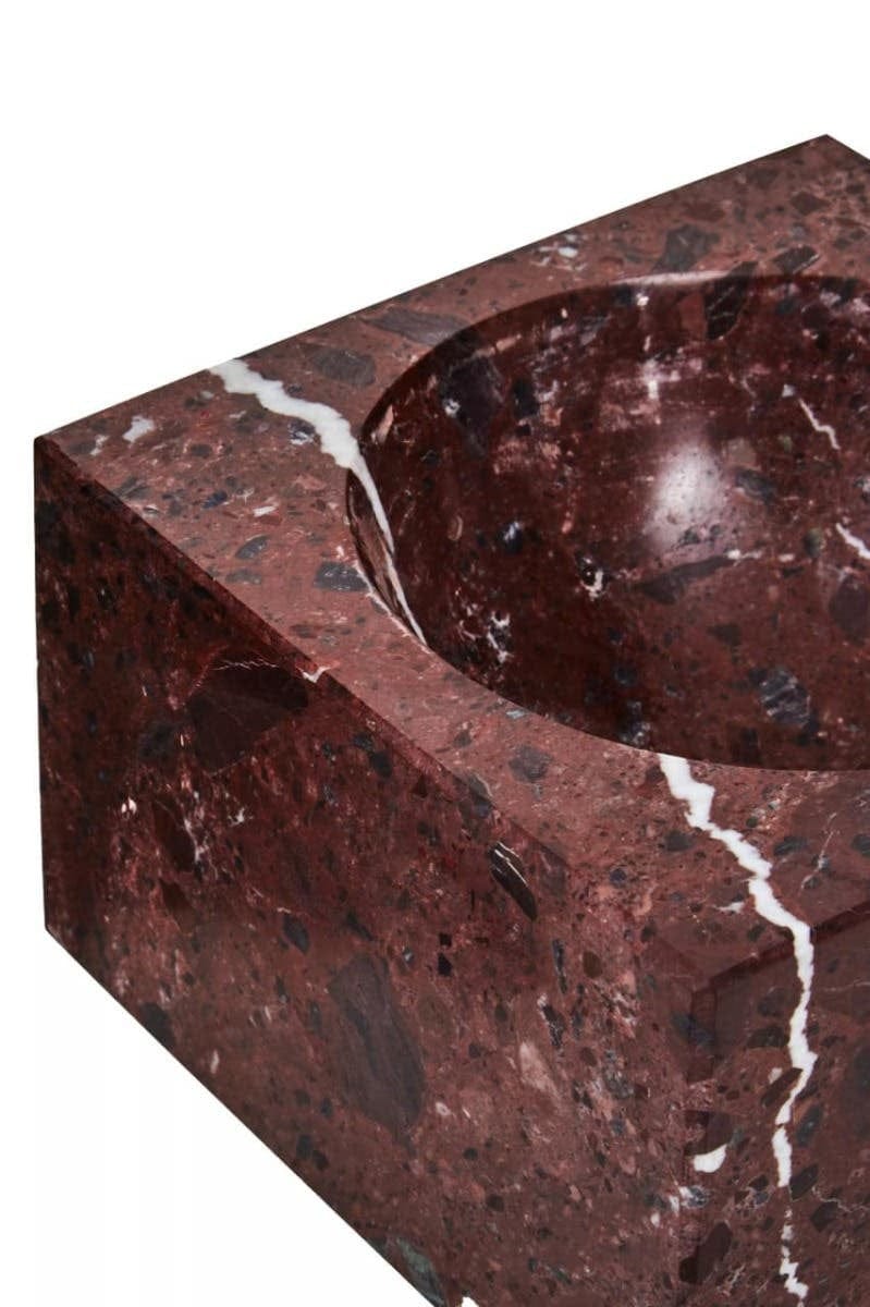 Hamilton Interiors Accessories Salmo Square Red Marble Bowl House of Isabella UK