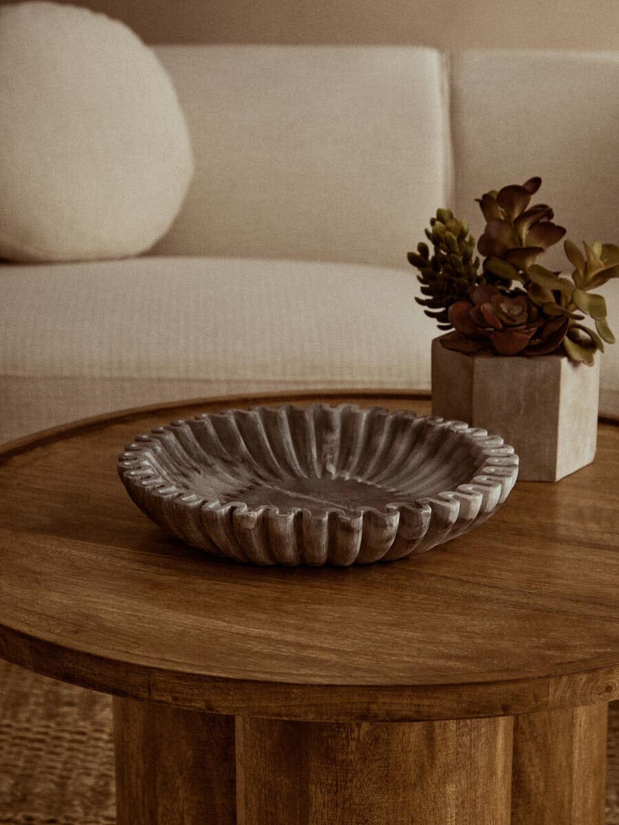 Hamilton Interiors Accessories Savio Large Grey Fluted Marble Bowl House of Isabella UK