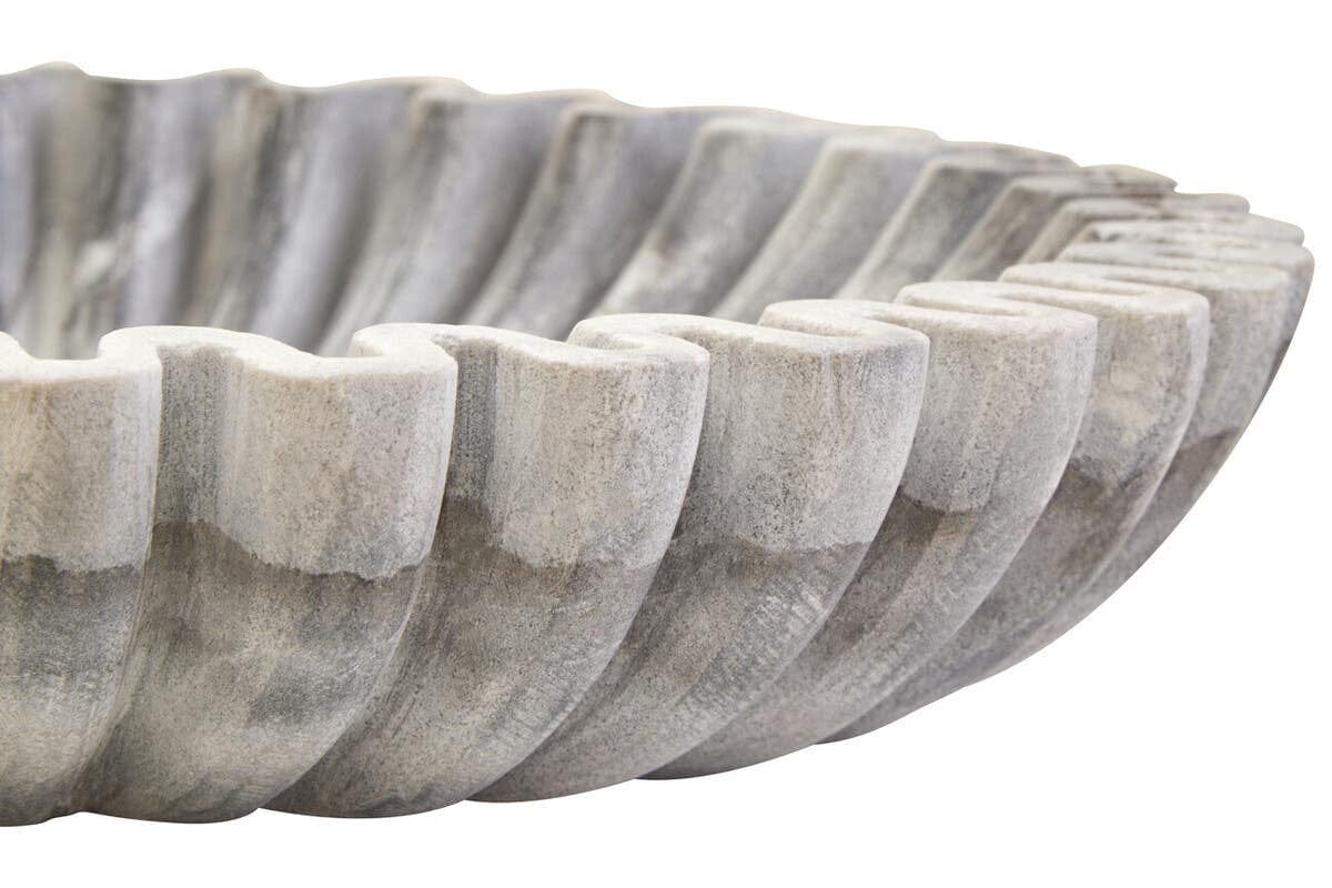 Hamilton Interiors Accessories Savio Large Grey Fluted Marble Bowl House of Isabella UK