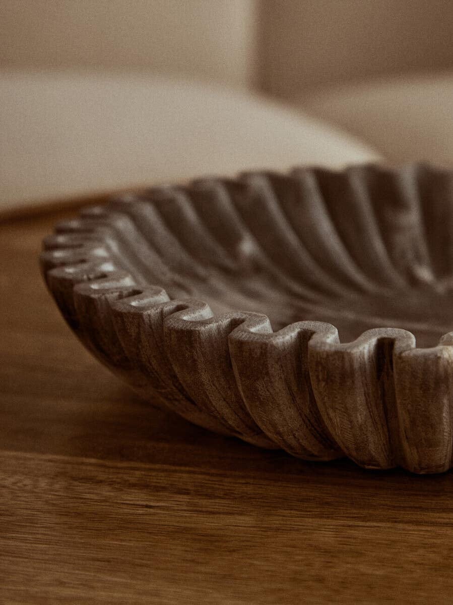 Hamilton Interiors Accessories Savio Large Grey Fluted Marble Bowl House of Isabella UK
