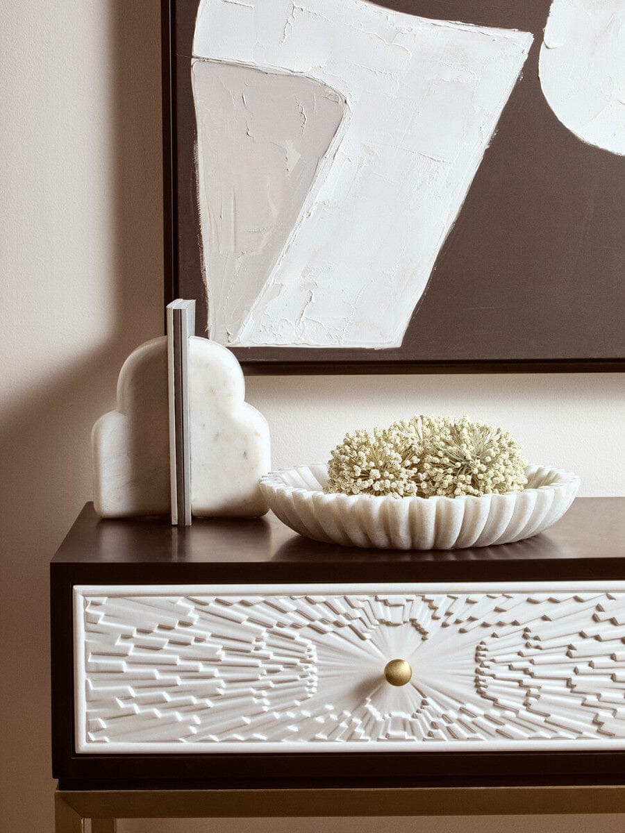 Hamilton Interiors Accessories Savio Large White Fluted Marble Bowl House of Isabella UK