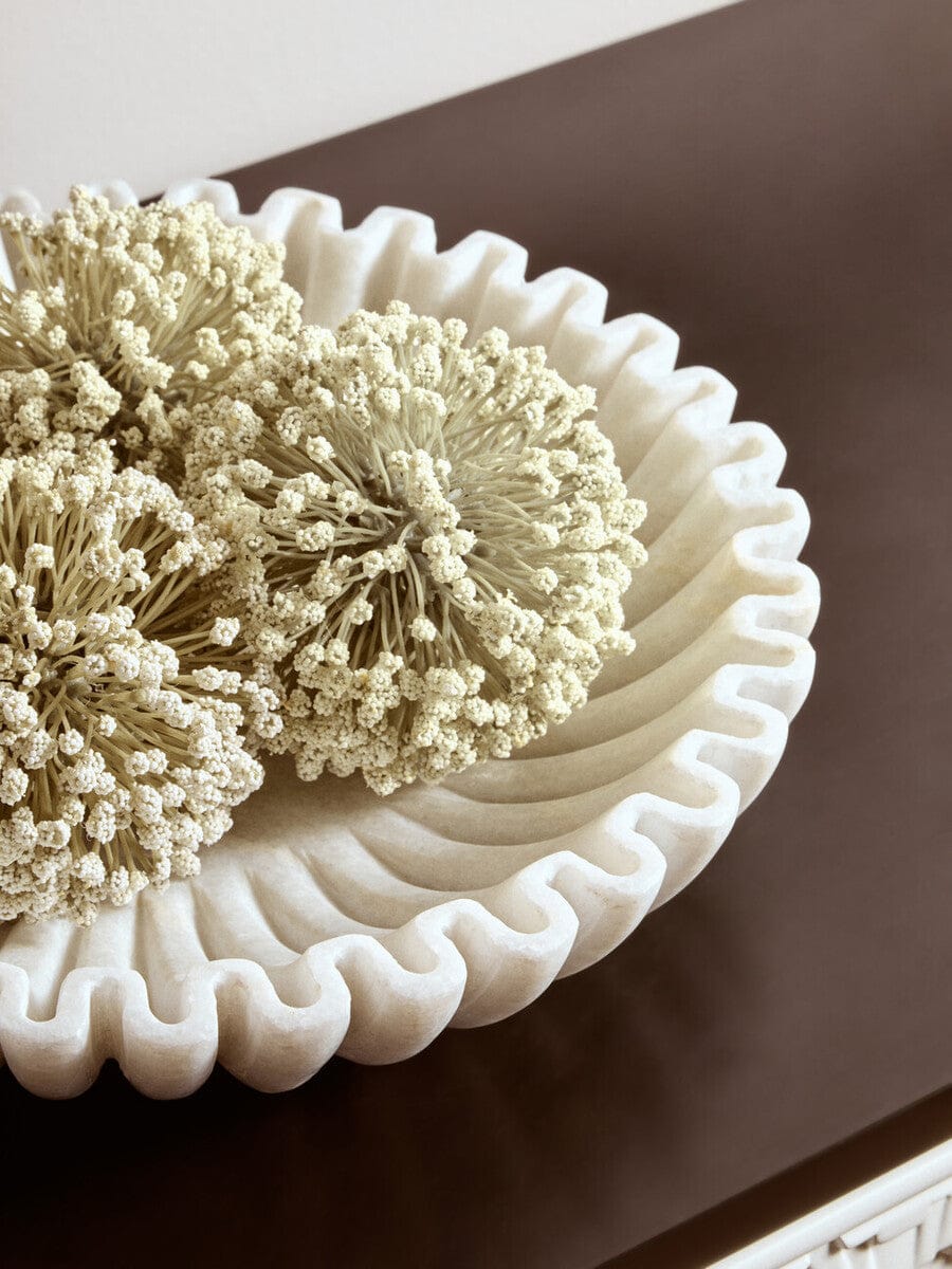 Hamilton Interiors Accessories Savio Large White Fluted Marble Bowl House of Isabella UK