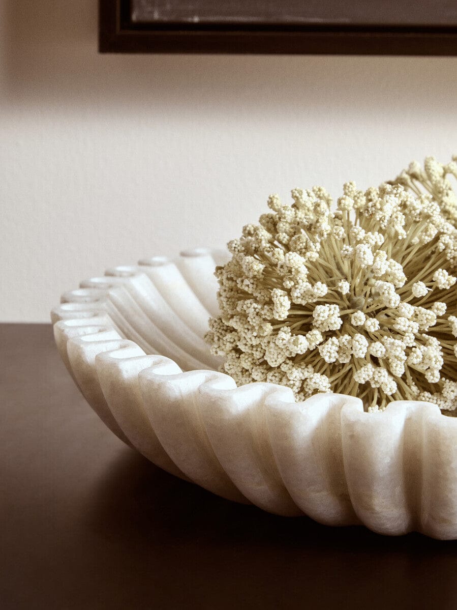 Hamilton Interiors Accessories Savio Large White Fluted Marble Bowl House of Isabella UK