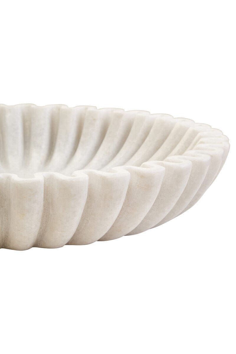 Hamilton Interiors Accessories Savio Large White Fluted Marble Bowl House of Isabella UK