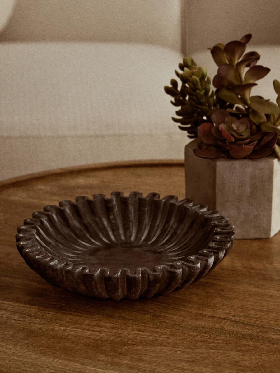 Hamilton Interiors Accessories Savio Small Grey Fluted Marble Bowl House of Isabella UK