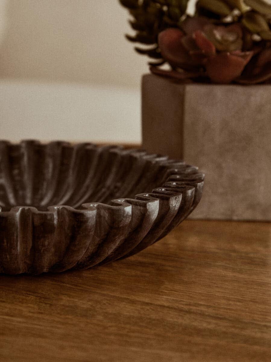 Hamilton Interiors Accessories Savio Small Grey Fluted Marble Bowl House of Isabella UK