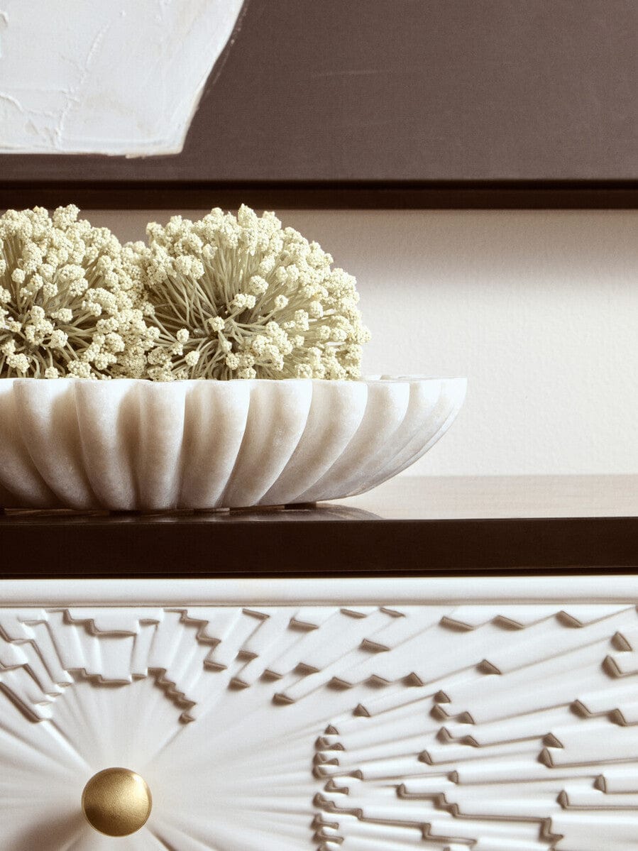 Hamilton Interiors Accessories Savio Small White Fluted Marble Bowl House of Isabella UK