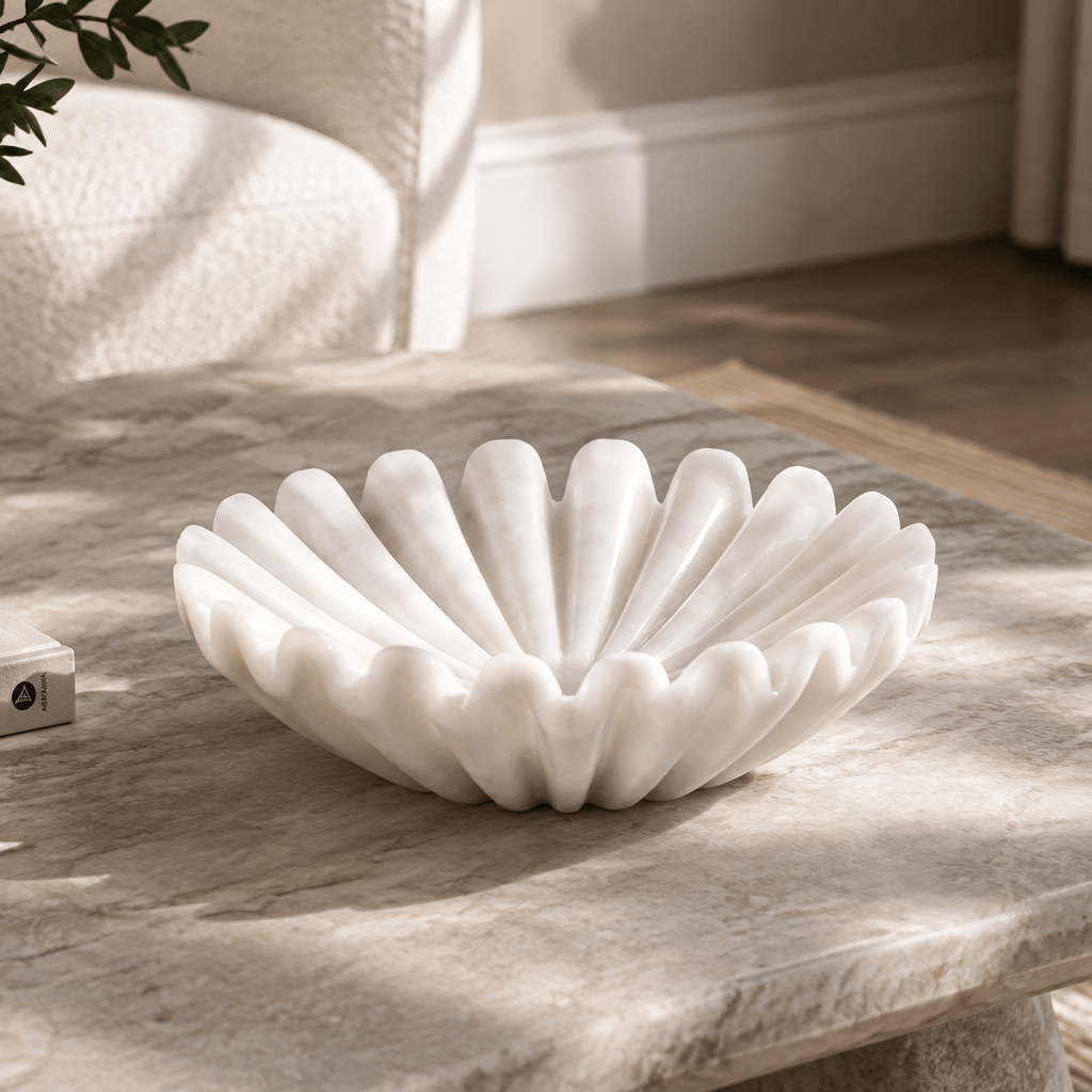 Hamilton Interiors Accessories Savio White Fluted Marble Trinket Bowl House of Isabella UK
