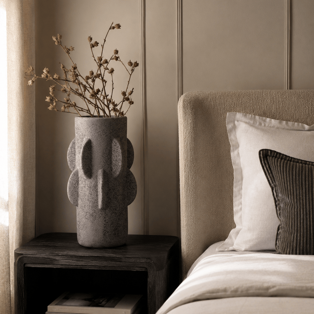 Hamilton Interiors Accessories Sidra Small Black Textured Vase House of Isabella UK