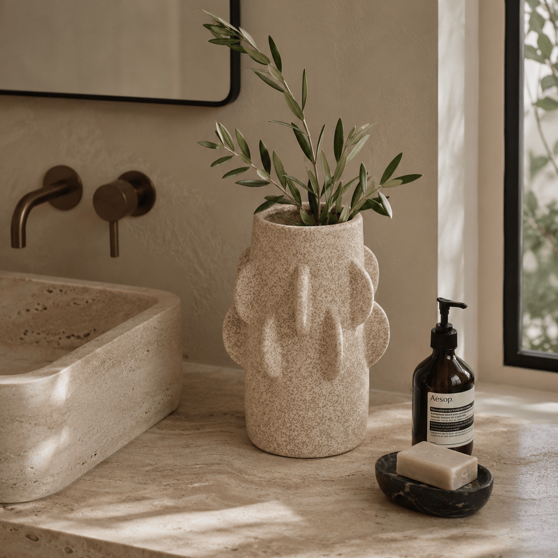 Hamilton Interiors Accessories Sidra Small Cream Textured Vase House of Isabella UK