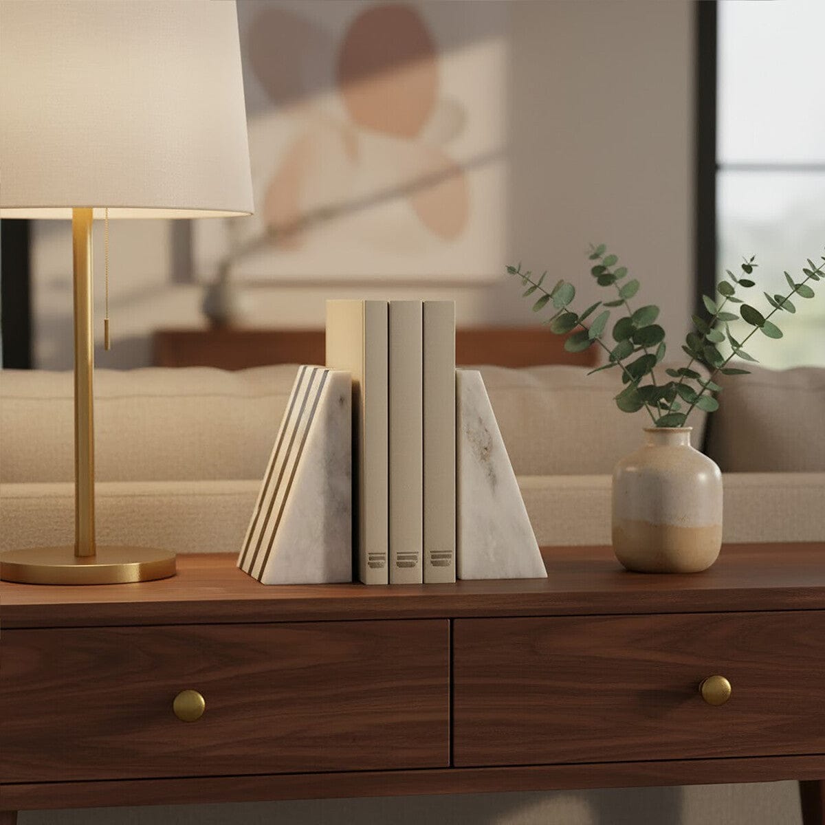 Hamilton Interiors Accessories Soma Set of Two Striped White Marble Bookends House of Isabella UK