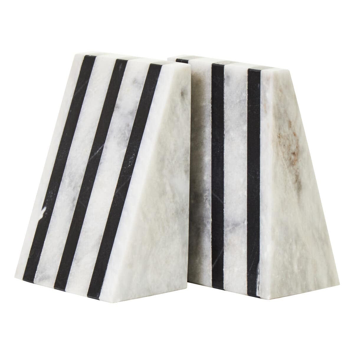 Hamilton Interiors Accessories Soma Set of Two Striped White Marble Bookends House of Isabella UK
