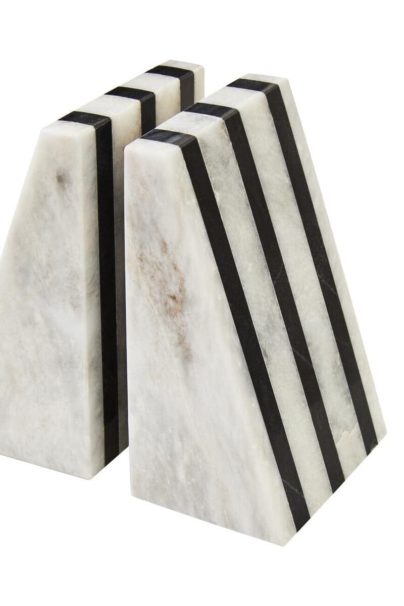 Hamilton Interiors Accessories Soma Set of Two Striped White Marble Bookends House of Isabella UK