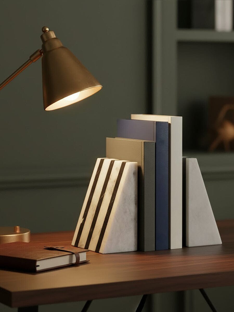 Hamilton Interiors Accessories Soma Set of Two Striped White Marble Bookends House of Isabella UK